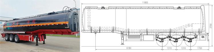 Drawing of 40000 Liters Bitumen Tanker Trailer