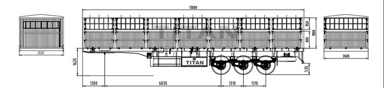 Tri Axle 60 Ton Stake Semi Trailer for Sale in Guinea Kamsar
