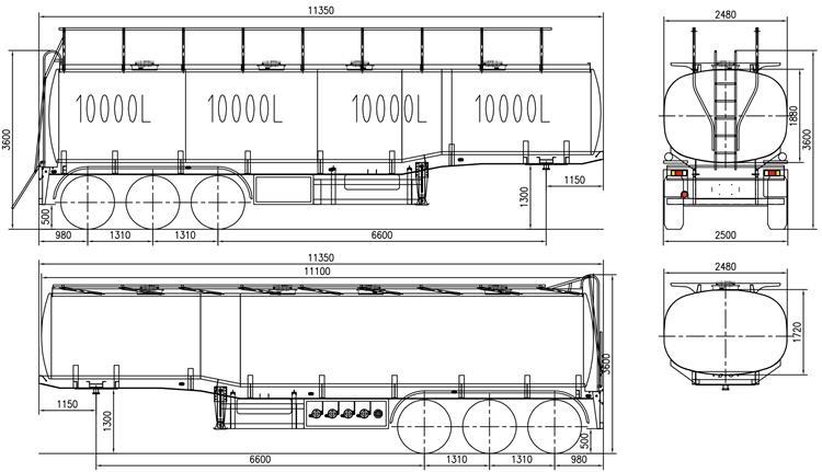 3 axles 45200 liters fuel tanker trailer