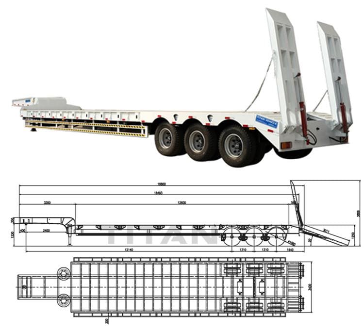 3 axle 40ft low bed truck trailer for sale 