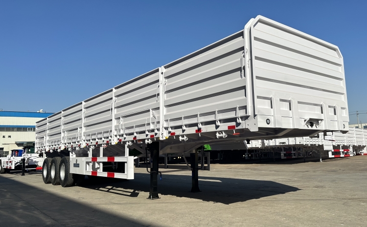 Flatbed Trailer with Side Wall for Loading 40 Ton Bulk Cargo for Sale in Congo