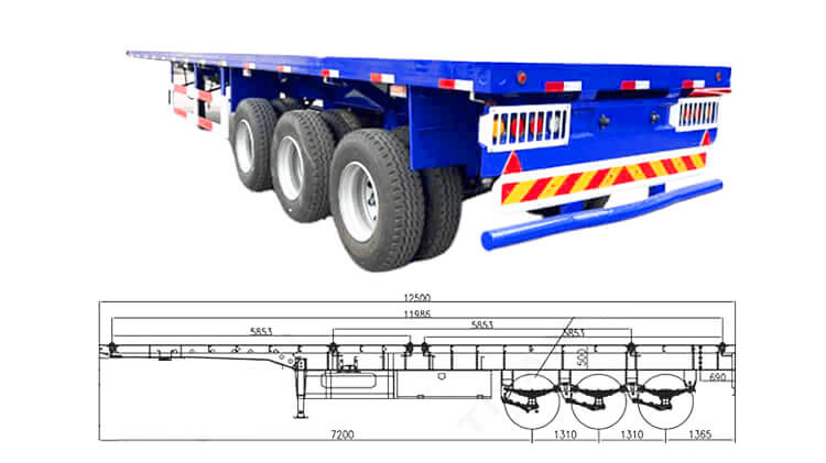 Tri Axle 60 Ton Flatbed Semi Trailer for Sale in Guinea