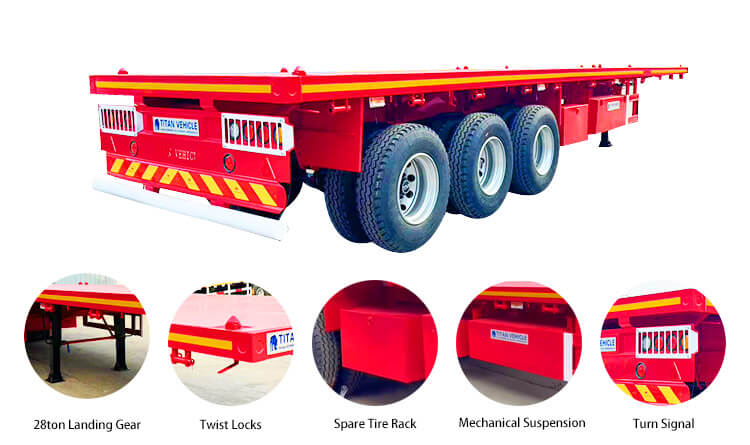 3 Axle 40 Ft Flatbed Semi Trailer Price for Sale in Guinea
