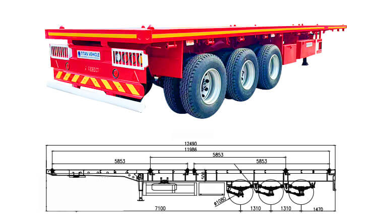 3 Axle 40 Ft Flatbed Semi Trailer Price for Sale in Guinea