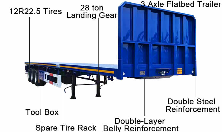 3 Axle Flatbed Tractor Trailer for Sale in Guinea