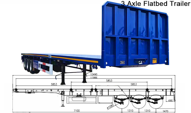3 Axle Flatbed Tractor Trailer for Sale in Guinea
