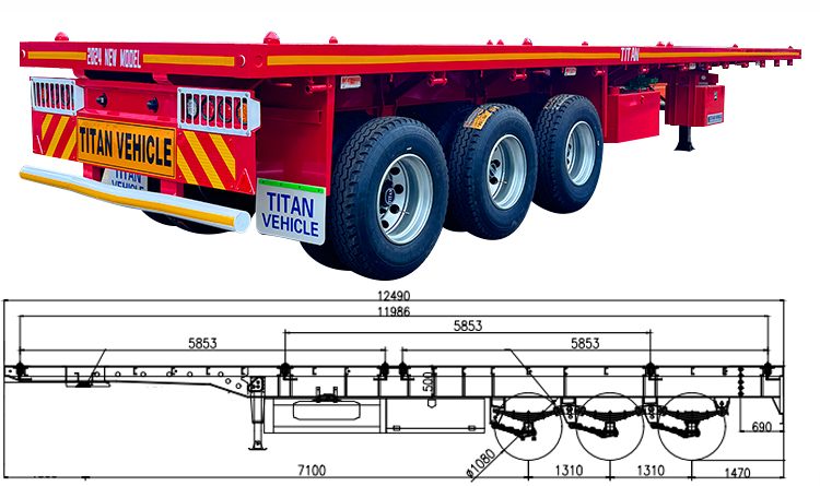 3 Axle Container Flatbed Trailer for Sale in Guinea