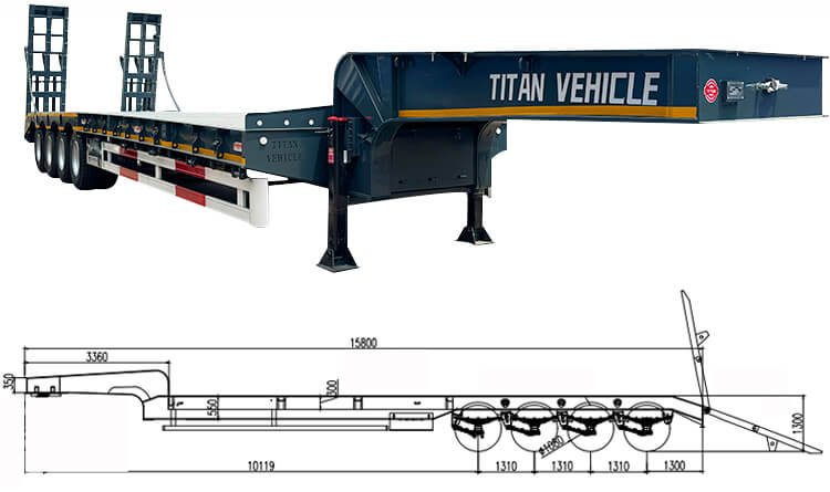 100 Ton 4 Axle Lowbed Trailer for Sale in Guinea