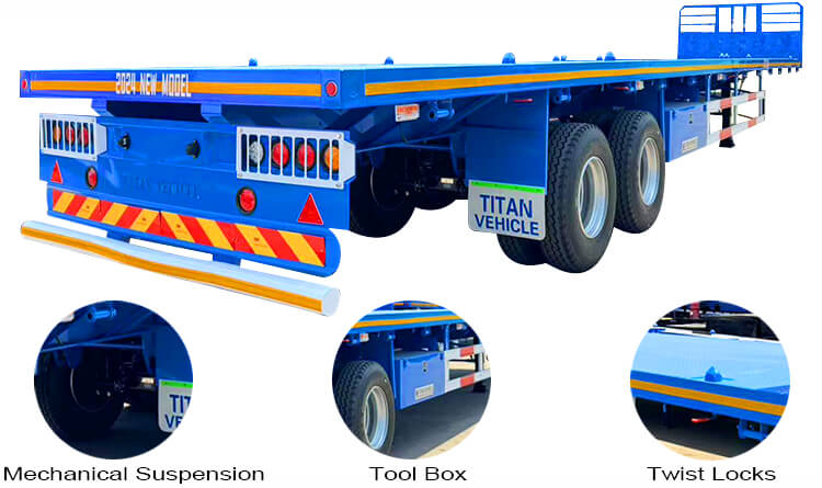 2 Axle 40 Ft Semi Truck Flatbed Trailer for Sale in Guinea