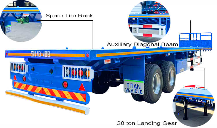 2 Axle 40 Ft Semi Truck Flatbed Trailer for Sale in Guinea