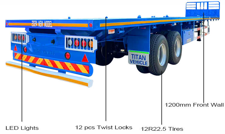 2 Axle 40 Ft Semi Truck Flatbed Trailer for Sale in Guinea