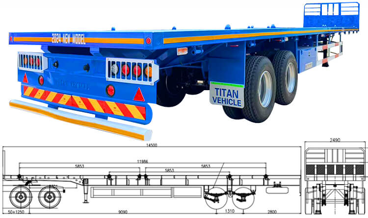 2 Axle 40 Ft Semi Truck Flatbed Trailer for Sale in Guinea