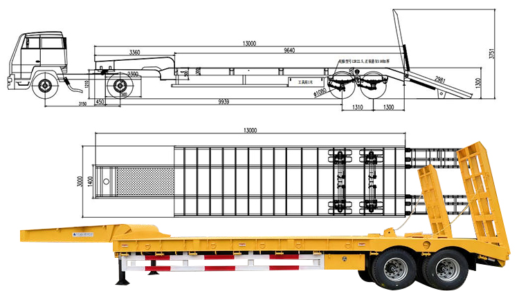 40 Tons 2 Axle Low Bed Trailer Truck (1)