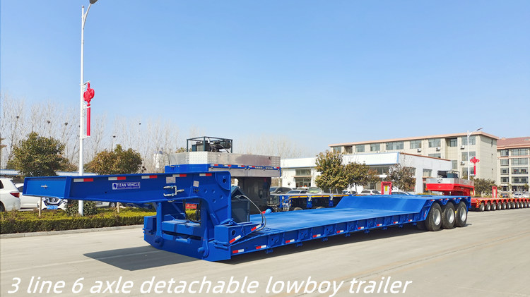 3 line 6 axle detachable lowboy trailer for sale