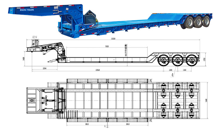 3 Line 6 Axle Detachable Lowboy Trailer for Sale