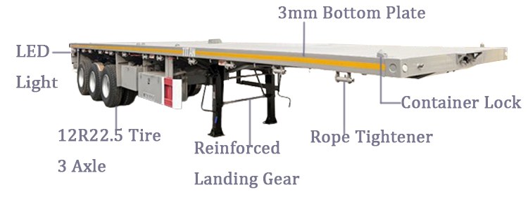 40 Foot Flatbed Trailer 3 Axle Price in Guinea