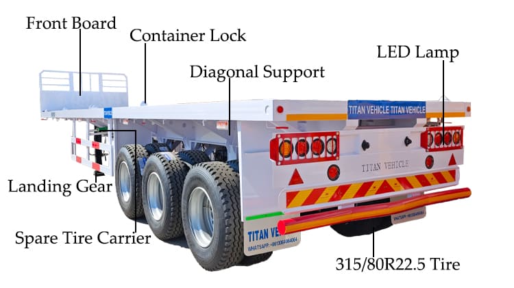 40 Feet Flatbed Semi Trailer for Sale in Guinea | Flatbed Semi Truck Trailer