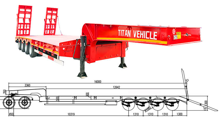 4 Axle Hydraulic Low Bed Trailer for Sale Price in Guinea