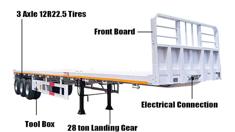60 Ton 40 Ft Flatbed Trailer for Sale Price in Guinea