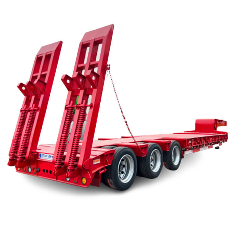 3 Axle 60ton Low Bed Truck(Exposed Tire Platform)